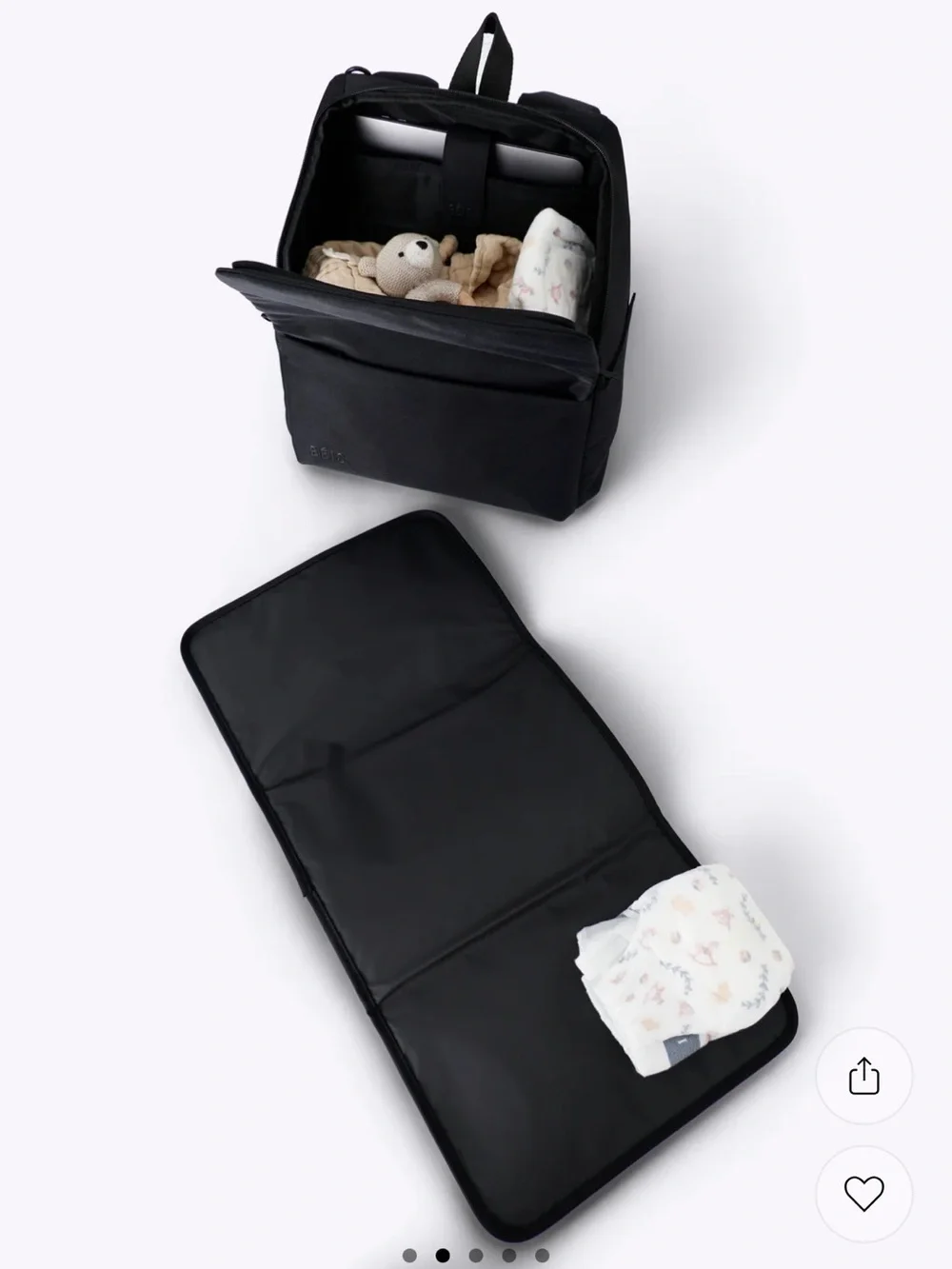 NWT BEIS The Everyday Diaper Backpack in Black Nylon